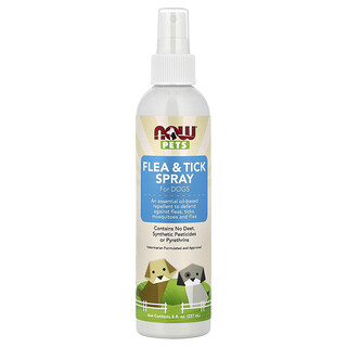 NOW Foods, Háziállat-, bolha- és kullancs-spray kutyáknak, 8 fl uncia (237 ml)