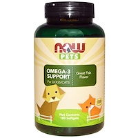Now Pets, Омега-3 для собак/кошек, прекрасный рыбный вкус, 180 желатиновых капсул - изображение