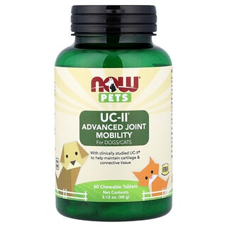 NOW Foods, Pets, UC-II® Advanced Joint Mobility for Dogs/Cats, 60 Chewable Tablets, 2.12 oz (60 g)
