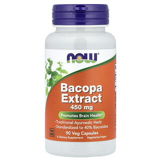 NOW Foods, Ekstrak Bacopa, 450 mg, 90 Kapsul Nabati