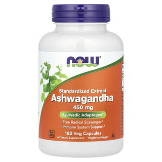 NOW Foods, Extract standardizat Ashwagandha, 450 mg, 180 capsule vegetale