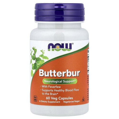NOW Foods, Butterbur With Feverfew, Pestwurz mit Mutterkraut, 60 pflanzliche Kapseln