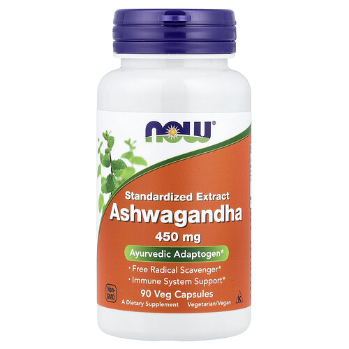NOW Foods, Standardized Extract Ashwagandha, Ashwagandha, standardisiertes Extrakt, 450 mg, 90 pflanzliche Kapseln