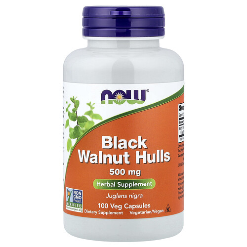 Now Foods Black Walnut Hulls, 500 mg, 100 Veg Capsules