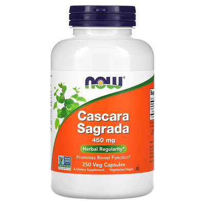 NOW Foods Cascara Sagrada 450 мг 250 растительных капсул