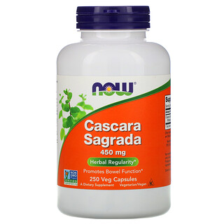 Now Foods, Cascara sagrada, 450 mg, 250 capsules végétariennes