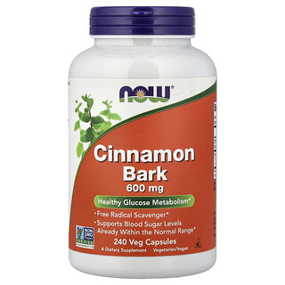 NOW Foods, Tarçın Kabuğu, 600 mg, 240 Bitkisel Kapsül