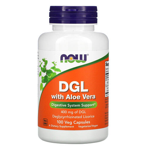 Now Foods DGL with Aloe Vera, 400 mg, 100 Veg Capsules