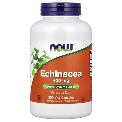 NOW Foods, Equinácea, 250 cápsulas vegetales (400 mg por cápsula)
