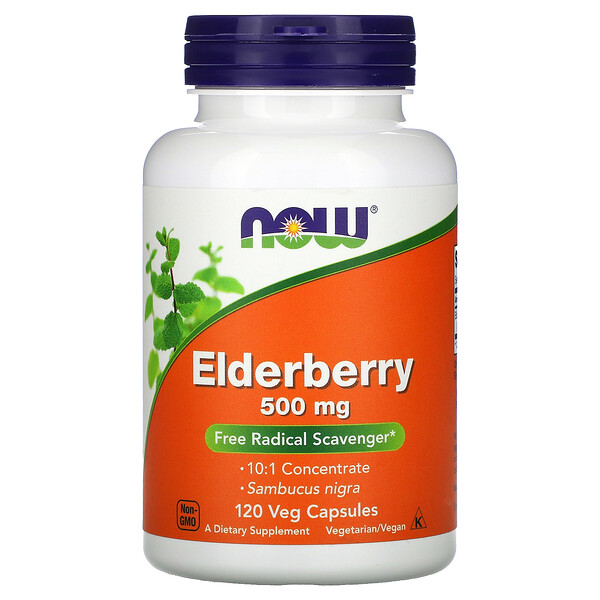 NOW Foods, エルダーベリー、500mg、ベジカプセル120粒