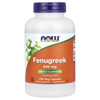 NOW Foods, Fenogreco, 500 mg, 250 cápsulas vegetales