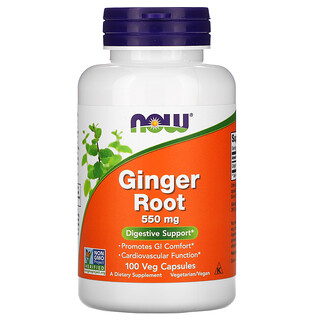 Now Foods, Ginger Root, 550 mg, 100 Veg Capsules 