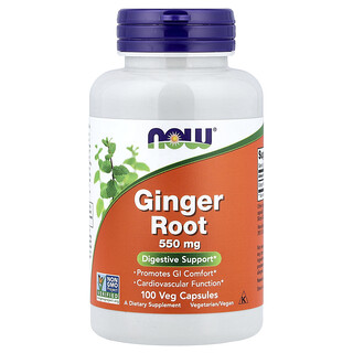 NOW Foods, Ingefära, 550 mg, 100 vegetabiliska kapslar