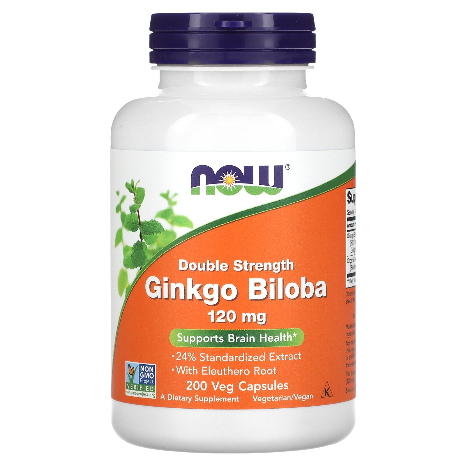 Now Foods Ginkgo Biloba Double Strength 120 Mg 200 Veg Capsules