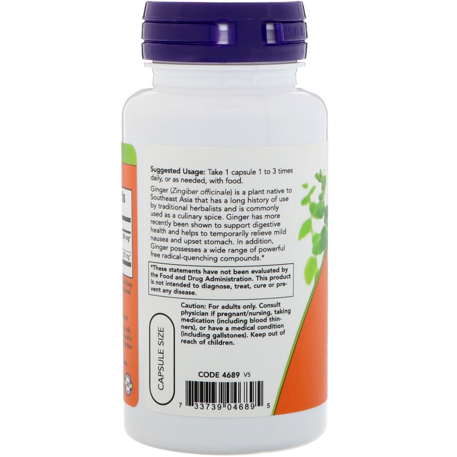 Now Foods, Ginger Root Extract, 250 mg, 90 Veg Capsules iHerb