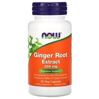Now Foods, Ginger Root Extract, 250 mg, 90 Veg Capsules