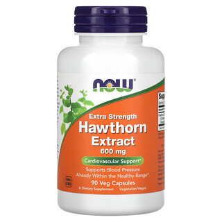 NOW Foods, экстракт боярышника, 600 мг, 90 растительных капсул