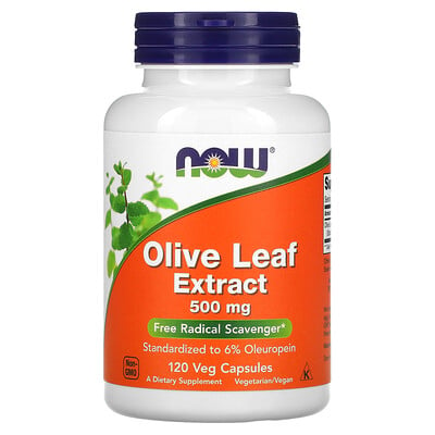 NOW Foods экстракт из листьев оливкового дерева, 500 мг, 120 вегетарианских капсул