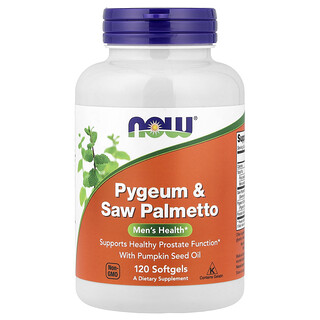 NOW Foods, Pygeum & Saw Palmetto με έλαιο σπόρων κολοκύθας, 120 μαλακές κάψουλες
