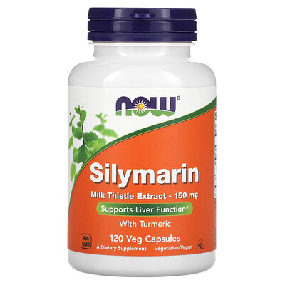 NOW Foods силимарин, экстракт расторопши, 150 мг, 120 растительных капсул