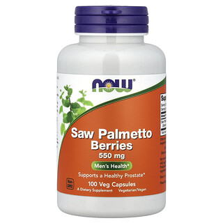 NOW Foods, Bayas de palma enana americana, 550 mg, 100 cápsulas vegetales