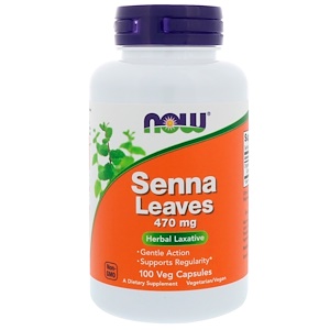 Now Foods, Лист сенны, 470 мг, 100 вегетарианских капсул