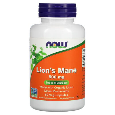 NOW Foods, Lion's Mane, 500 mg, 60 Veg Capsules