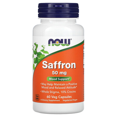 Now Foods Saffron, Mood Support, 50 mg, 60 Veg Capsules