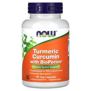 NOW Foods, Curcumina de cúrcuma con BioPerine, 90 cápsulas vegetales
