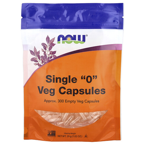 Now Foods Single 0 Veg Capsules, Approx. 300 Empty Veg Capsules, 1.02 oz (29 g)