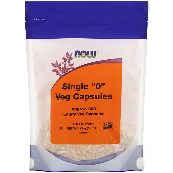 Now Foods, Single "0" Vegetarische Kapseln, ca. 300 leere vegetarische Kapseln