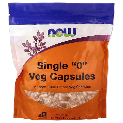 Now Foods Single 0 Veg Capsules, Approx. 1,000 Empty Veg Capsules, 3.35 oz (95 g)