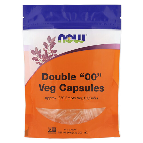 NOW Foods, Doppelte pflanzliche „00“-Kapseln, ca. 250 leere pflanzliche Kapseln