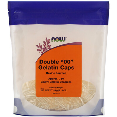 

Now Foods Double "00" Gelatin Caps, Approx. 750 Empty Gelatin Capsules