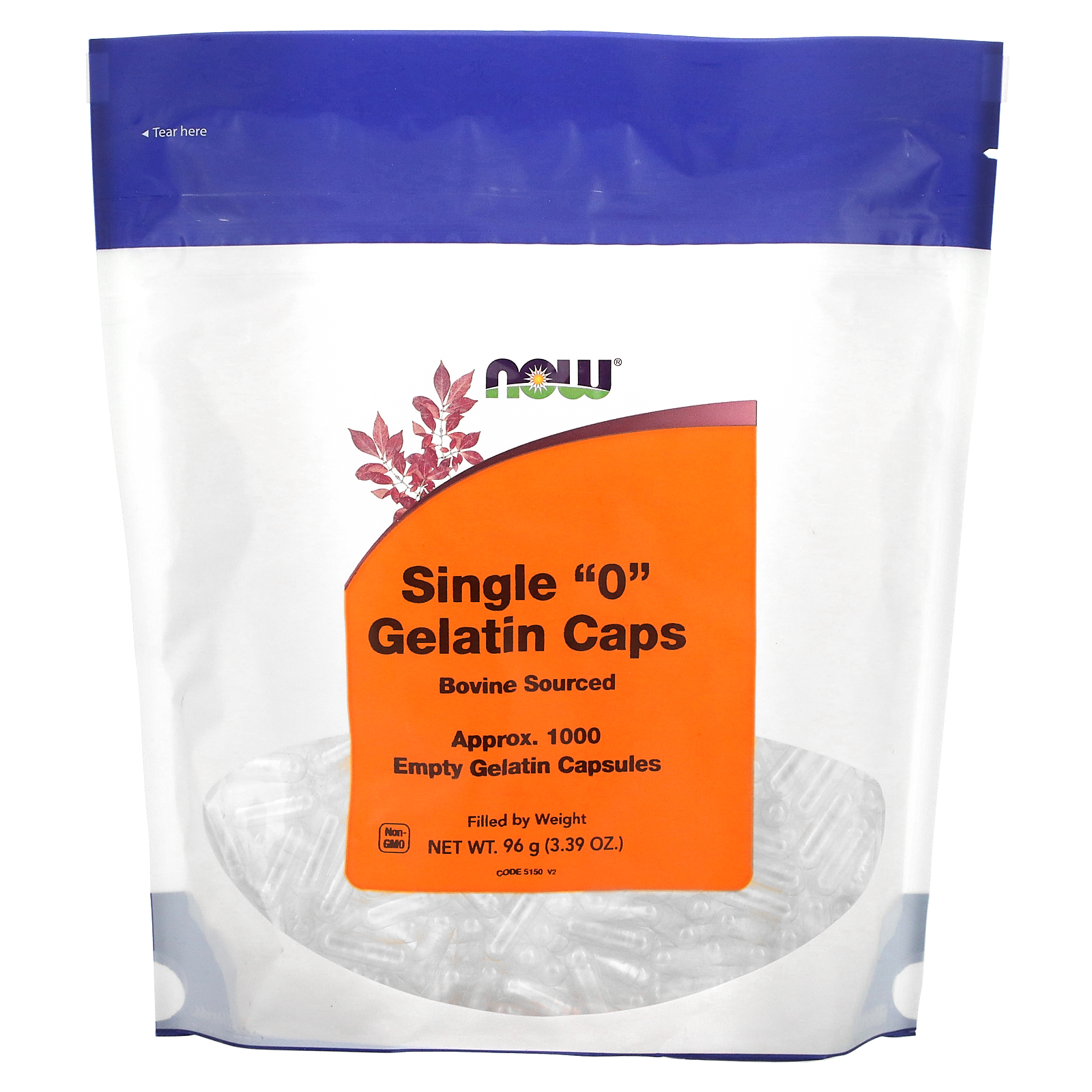 NOW Foods, Single "0" Gelatin Caps, Approx. 1,000 Empty Gelatin