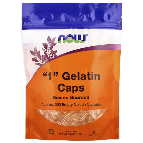 NOW Foods, „1“-Gelatinekapseln, ca. 500 leere Gelatinekapseln