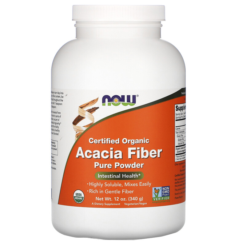 Now Foods, Certified Organic, Acacia Fiber, Powder, 12 oz (340 g) iHerb