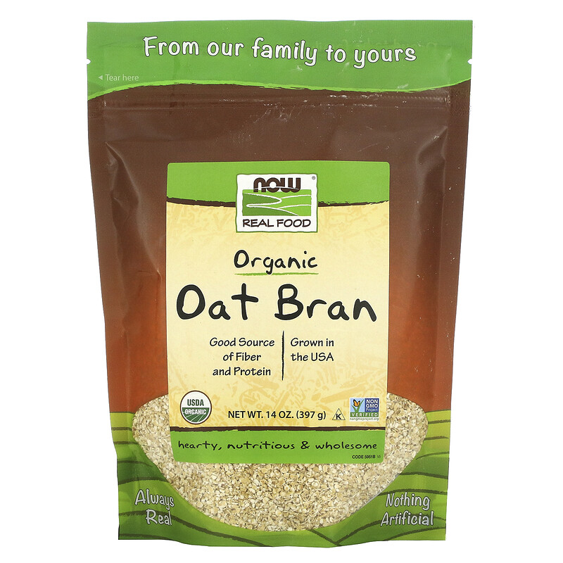 Now Foods, Real Food, Organic Oat Bran, 14 oz (397 g) iHerb