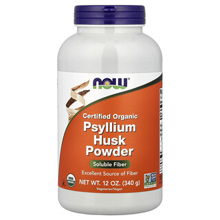 NOW Foods, Cáscara de psilio orgánico certificado en polvo, 340 g (12 oz)