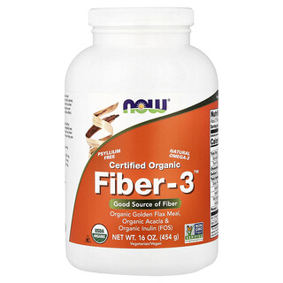 NOW Foods, 认可有机 Fiber-3™，16 盎司（454 克）