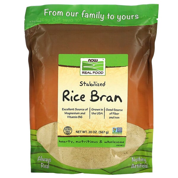 Now Foods, Alimento Real, Salvado de arroz estabilizado, 20 oz (567 g)