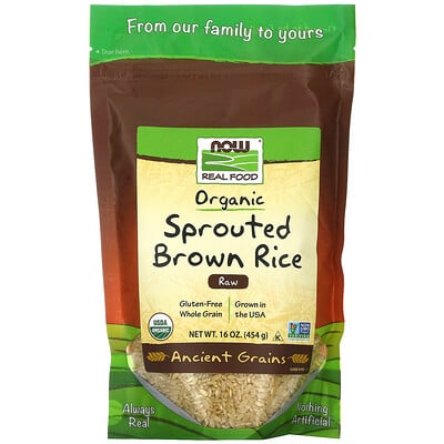 Now Foods Organic Sprouted Brown Rice, Raw, 16 oz (454 g)