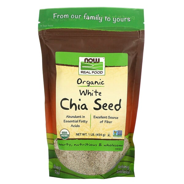 Real Food, органические белые семена чиа, 454 г (1 фунт)