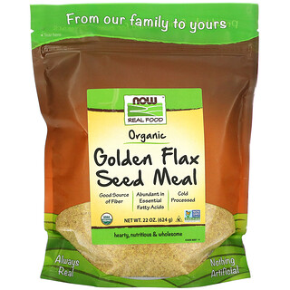 Now Foods, Real Food, Organic Golden Flax Seed Meal, Mehl aus goldenen Bio-Leinsamen, 624 g (22 oz.)