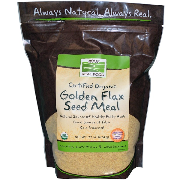 Now Foods, Real Food, Certified Organic, Golden Flax Seed Meal, 22 oz (624 g)