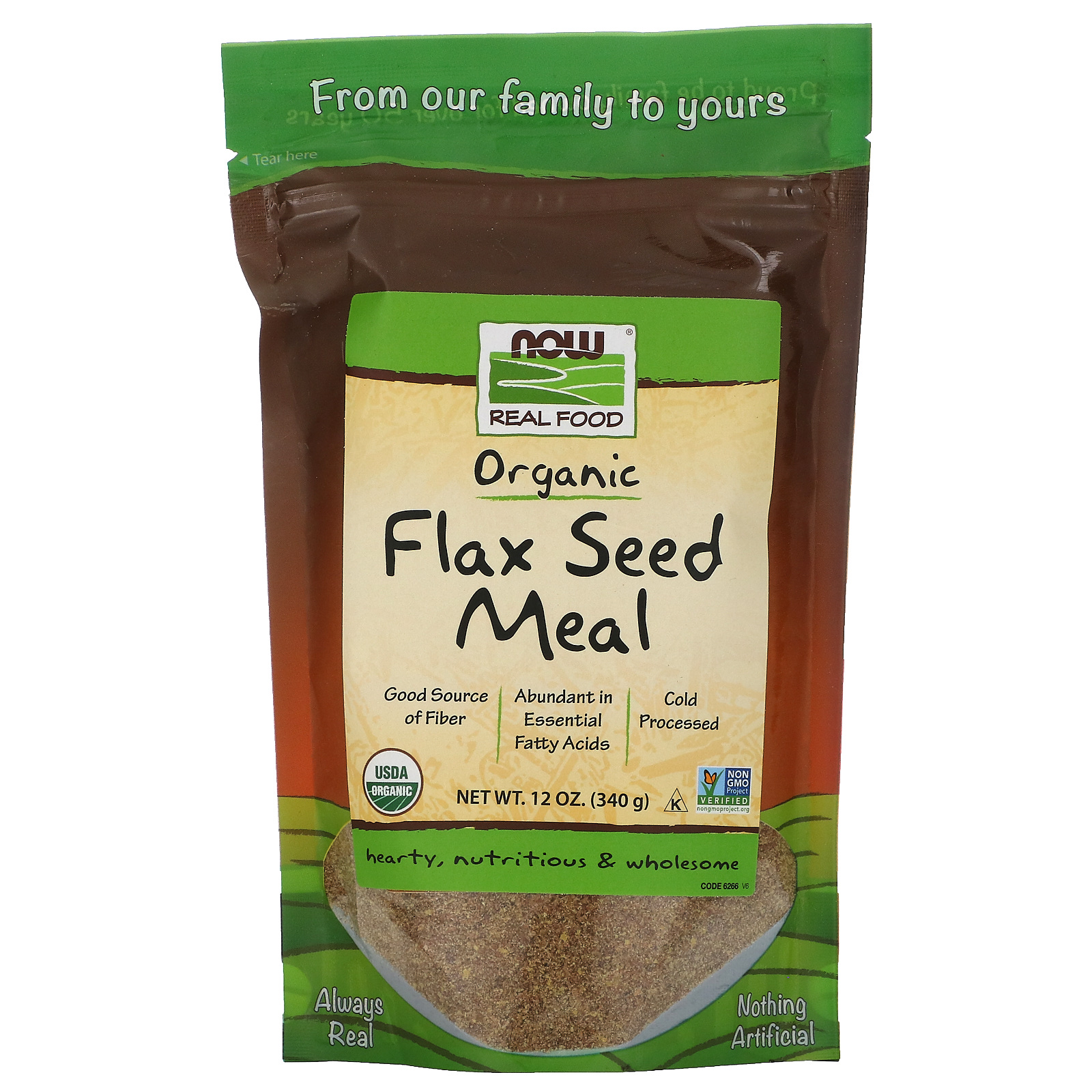 Now Foods, Real Food, Organic Flax Seed Meal, 12 oz (340 g) - iHerb
