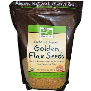 Now Foods, Real Food, Семена сертифицированного органического белого льна, 907 г