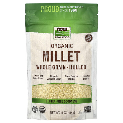 NOW Foods, Organic Millet Whole Grain, Gluten Free, 16 oz (454 g)
