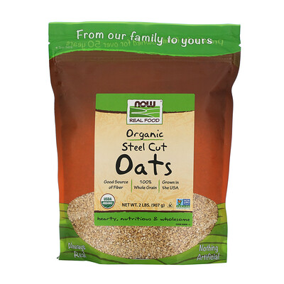 Now Foods Real Food, Organic Steel Cut Oats, 2 фунта (907 г)