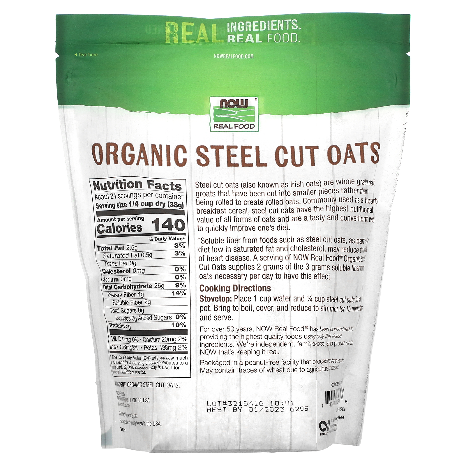 McCabe USDA Organic Steel Cut Oats, 2-Pound – CCOF Certified, Non-GMO, Whole Grain, Pantry Staple-930002